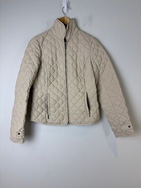 Eddie Bauer Quilted Beige Goose Down Jacket